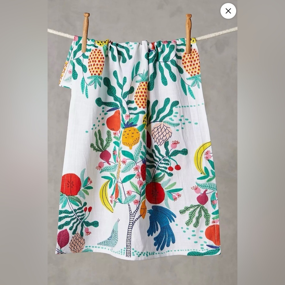 NEW Anthropologie Fruit Tree Dish Towel ~ 🍍